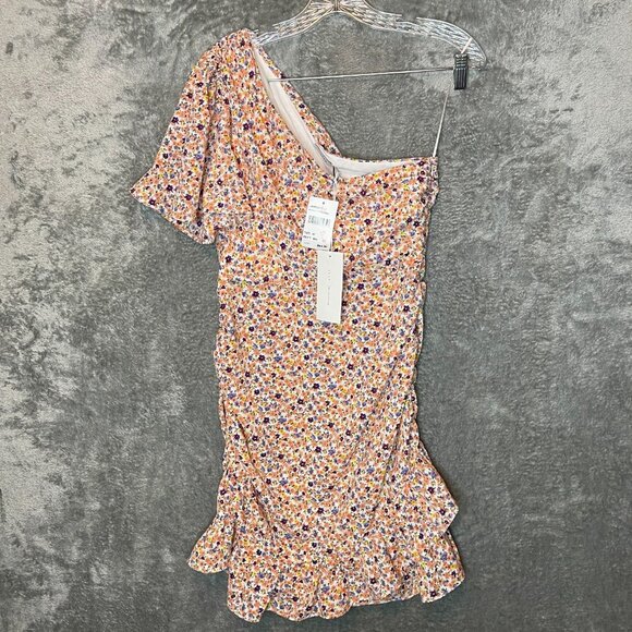 Lush Women Colorful Ditzy Floral Fairy Bloomcore Asymmetrical Mini Dress M NWT - Picture 3 of 13